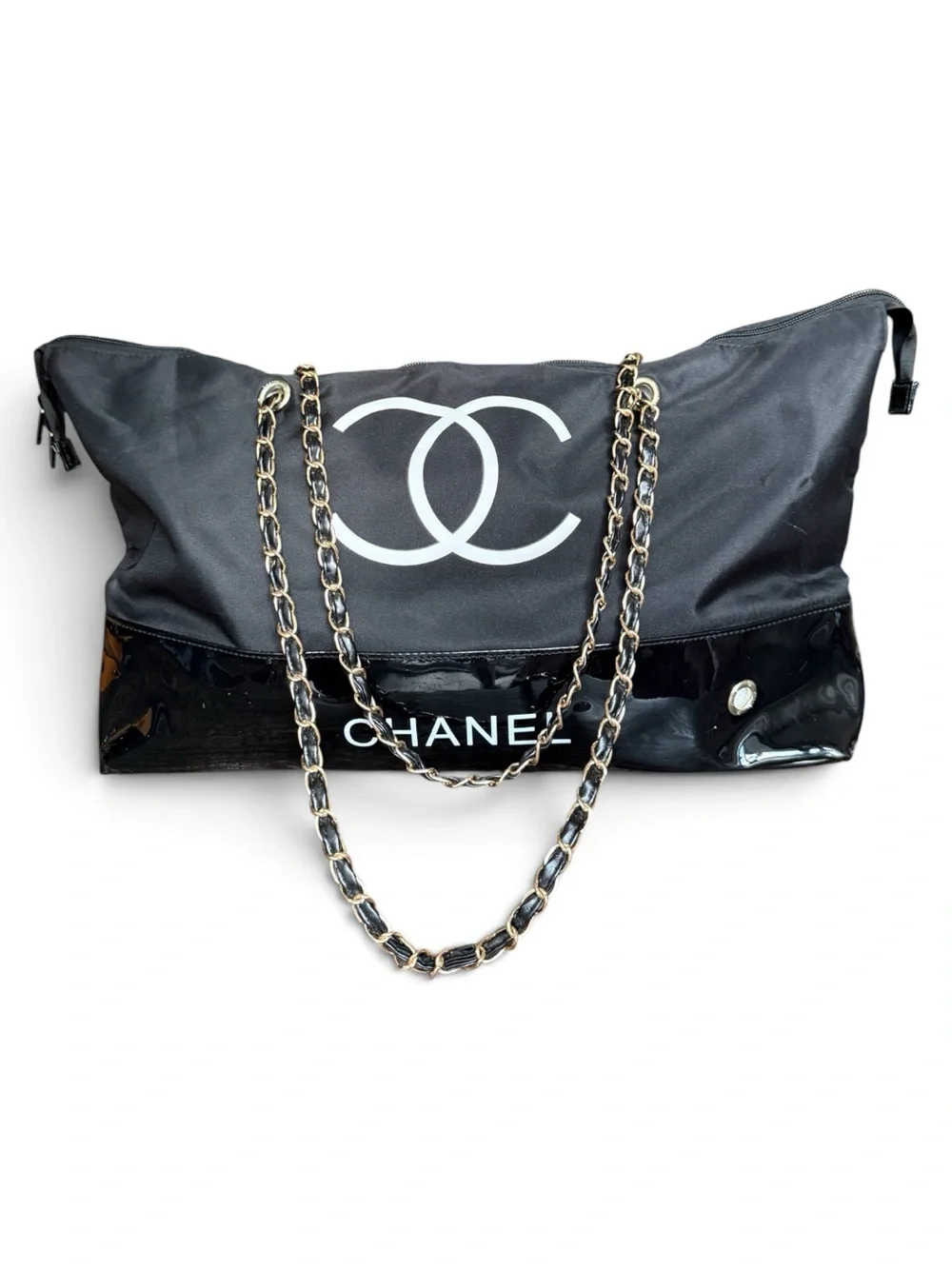 Authentic Chanel Beaute Black Nylon VIP Gift Tote Bag 90s